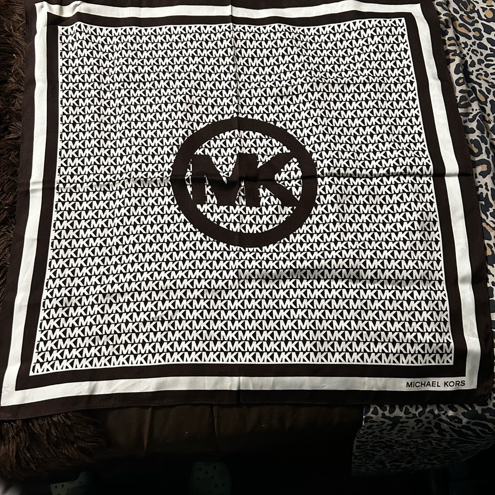 Michael Kors Black and White Logo Scarf